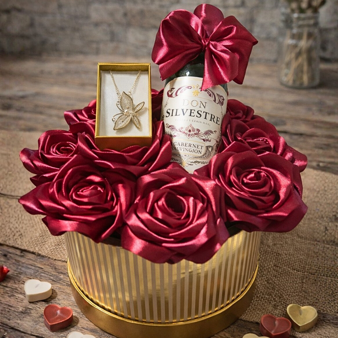 Rosas Eternas Vino + Joya